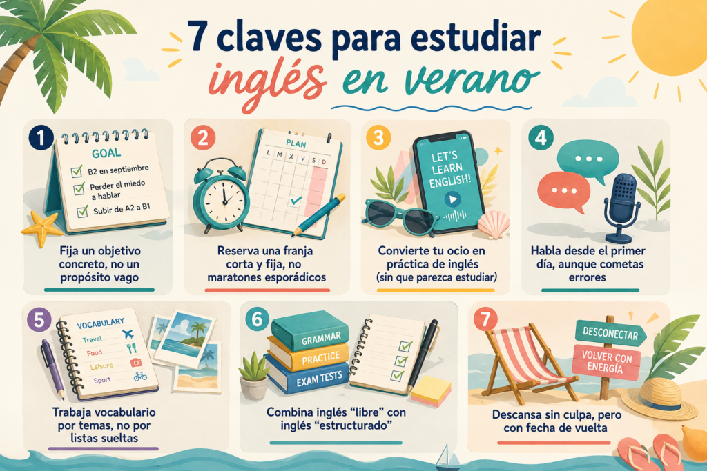 7 CLAVES PARA ESTUDIAR INGLÉS EN VERANO